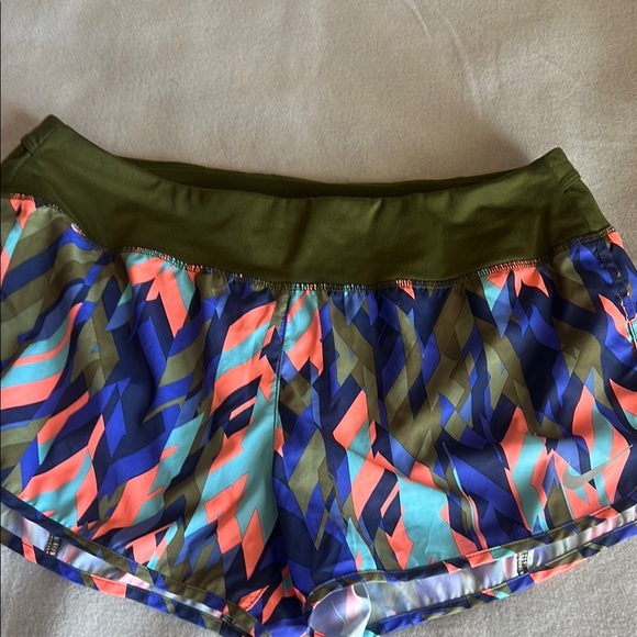 Nike Blue and Green Athletic Shorts with Elastic Waistband - Picture 1 of 12